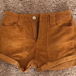 Orange corduroy shorts